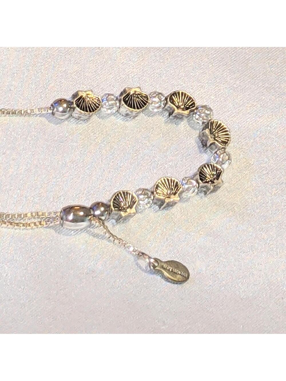 Alex and Ani SEASHELL Anklet Two Tone Shiny Silver Adjustable EUC - Picture 6 of 6